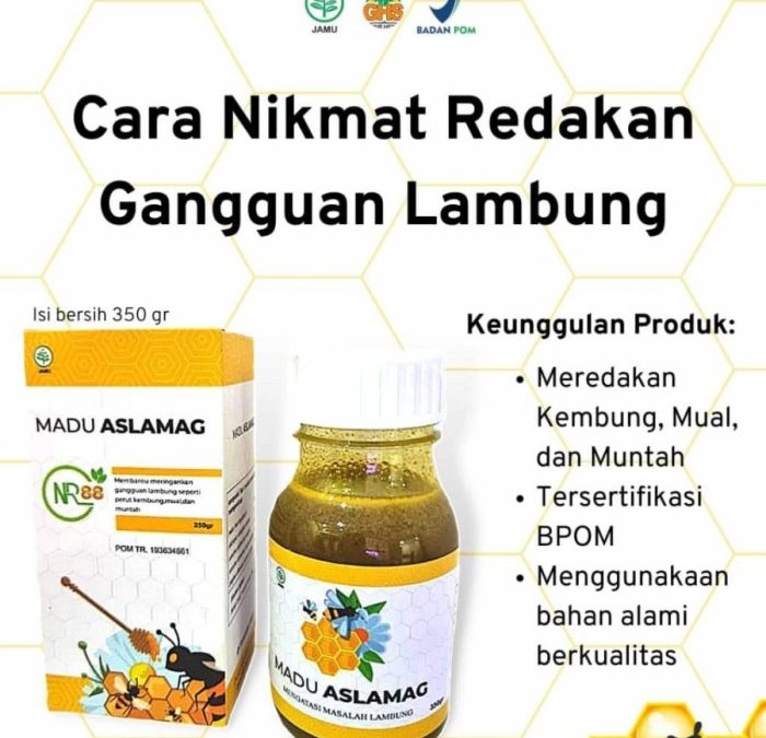 Madu ASLAMAG: Untuk Asam lambung, Maag, dan Gerd.